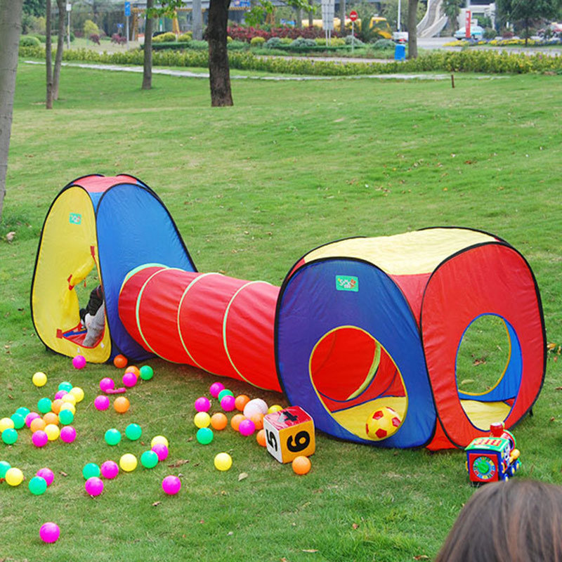 Tunnel escamotable de jeu 3-en-1 de style rigolo pour tout-petit avec sac de transport en polyester intérieur/extérieur