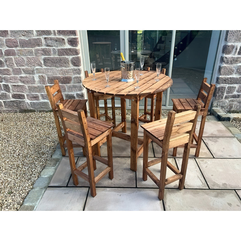 Imola 6 - Person Wood Patio Dining Set with Round Table