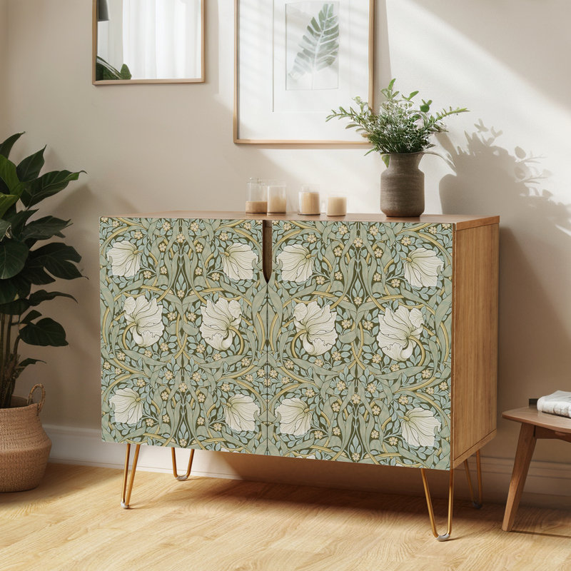 35 " W Sideboard, Vintage Flower Green