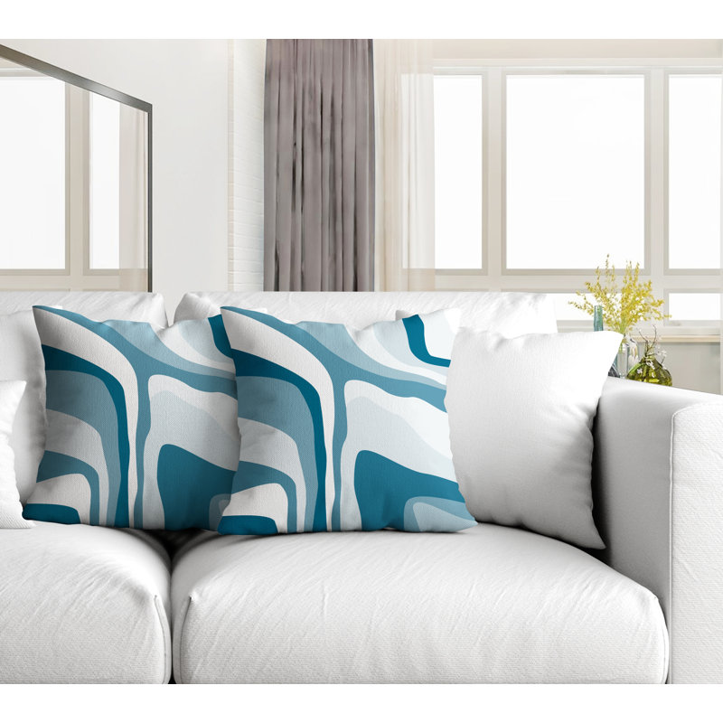 Coussin décoratif carré intérieur / extérieur Clickett, L 17 po x H 17 po, Turquoise