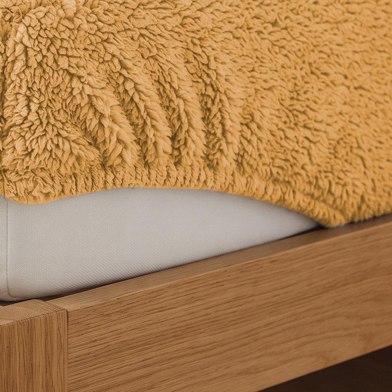 Teddy Fleece Fitted Sheet, Kingsize (5'), Ochre