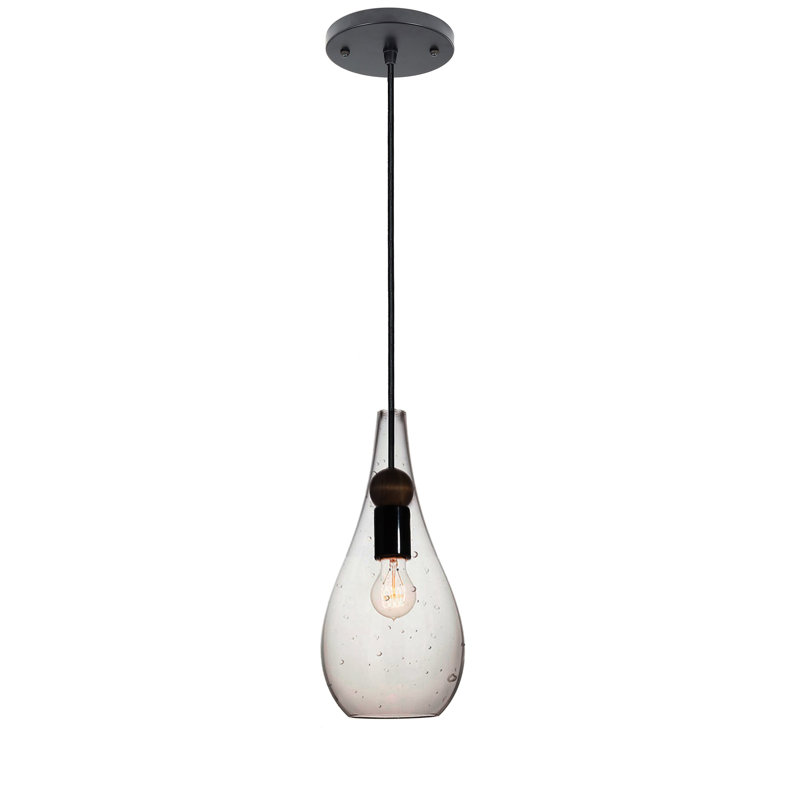 Luminaire suspendu en forme de larme à 1 lumière Earth, Noir mat