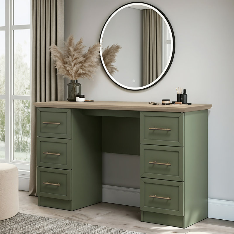 6 Drawer Dressing Table, Kale Green