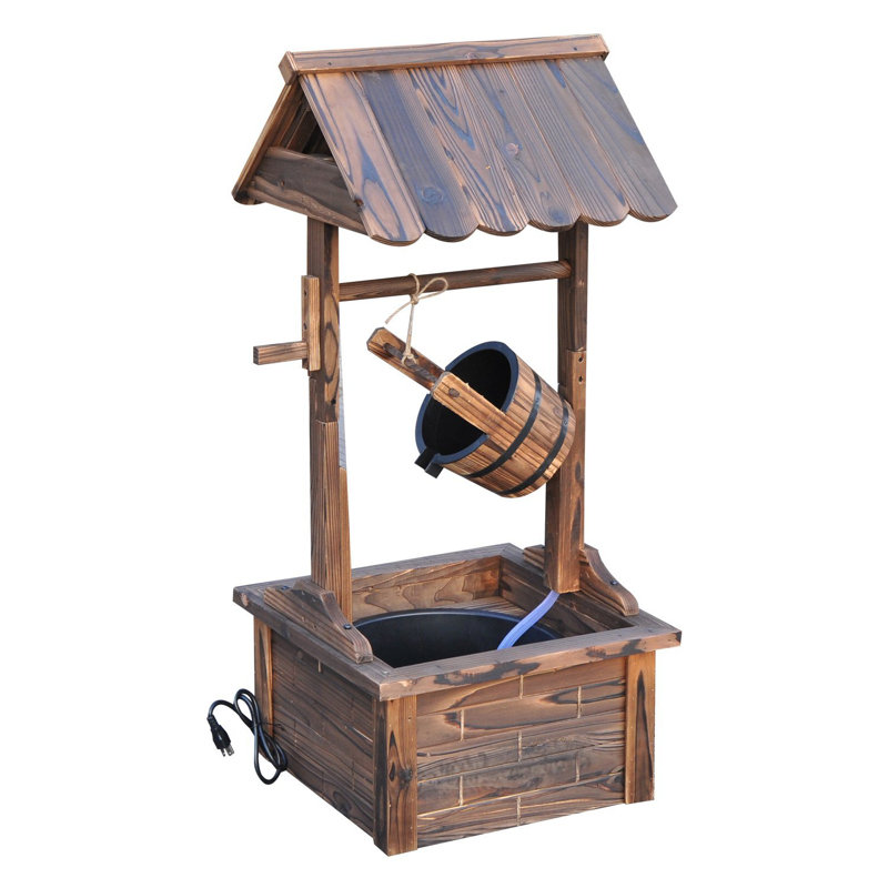 Outdoor Wood Weather Resistant Sculptural Fountain