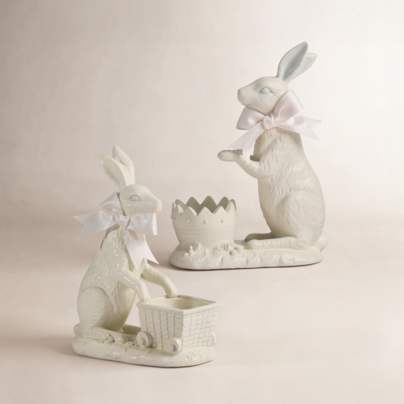 Lapin en résine 6,5 po avec chariot, Crème