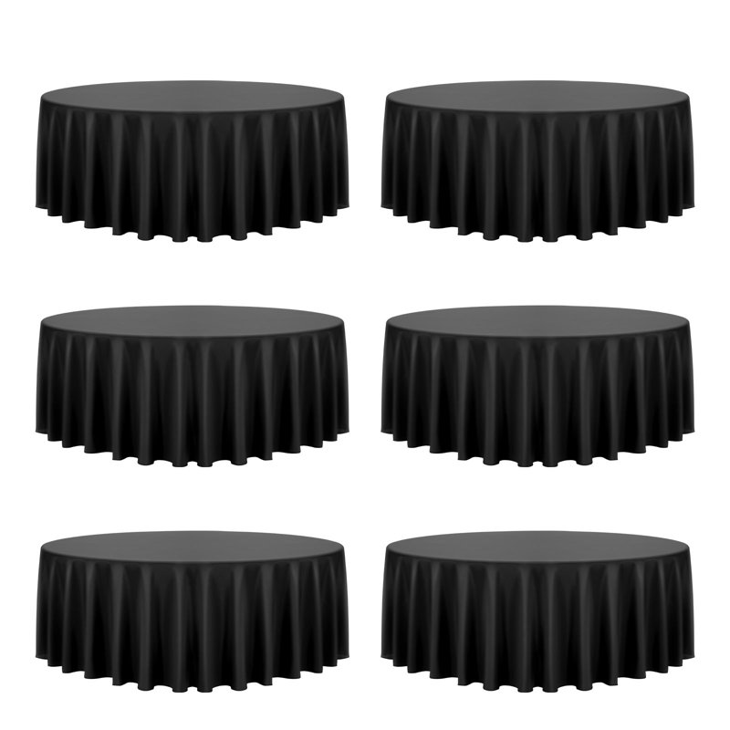 Black Round Tablecloths, 120 Inches in Diameter, Stain- & Wrinkle- Resistant, Machine Washable Table Clothes, Polyester Fabric Table Covers for Wedding, Party, Banquet, Formal Events