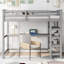 Lit mezzanine simple gris avec rangement et tablette - Bois massif pour l'efficacité de la chambre à coucher-1636576843-1636576842