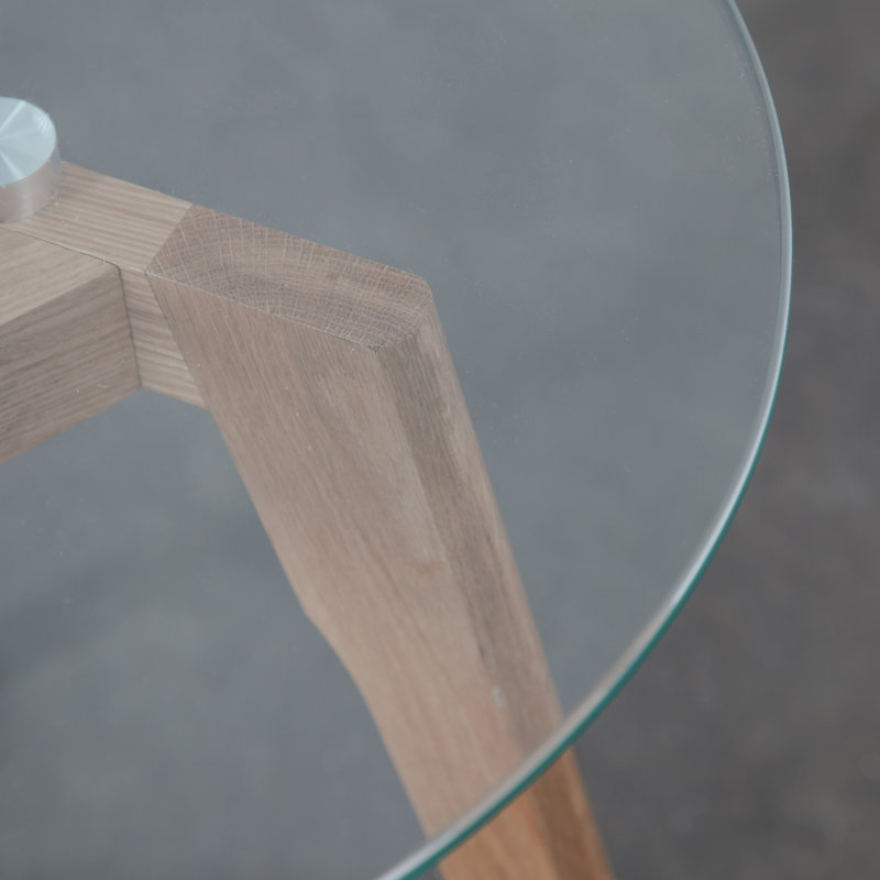 Chmura Glass Top End Table, Light Wood