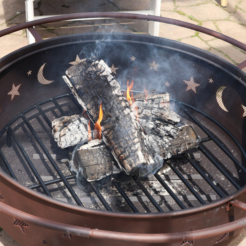 Steel Round Outdoor Fire Pit Wood Grate - 36", 4" H x 36" W x 36" D