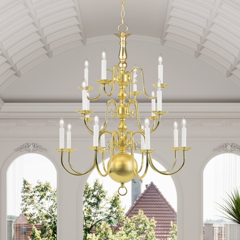 Benedetto 22 - Light Dimmable Tiered Chandelier, Polished Brass