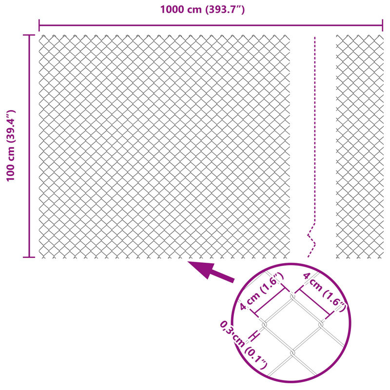 100cm H x 1000cm W Steel Border Fencing