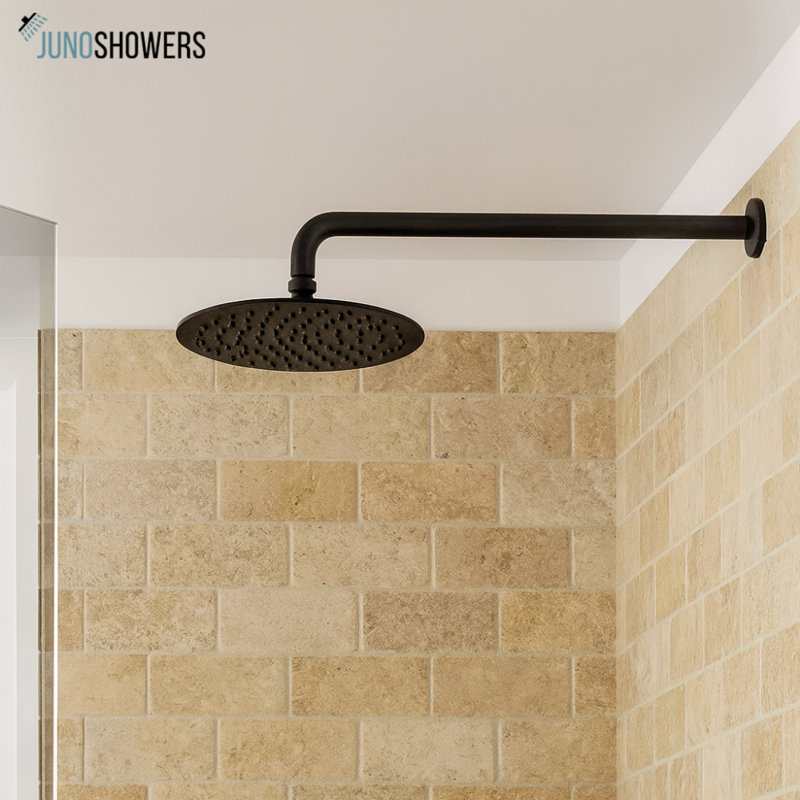 Juno Musical Chrome LED Ceiling Shower Head with Remote Control and Built in Bluetooth Speakers
