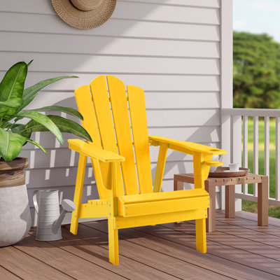 Durable Adirondack Chair, Patio Chairs, Fire Pit Chairs - HDPE Lumber with Cup Holder, Weather Resistant, Suitable for Lawn, Yard, Garden, Patio, Camping - Easy to Install