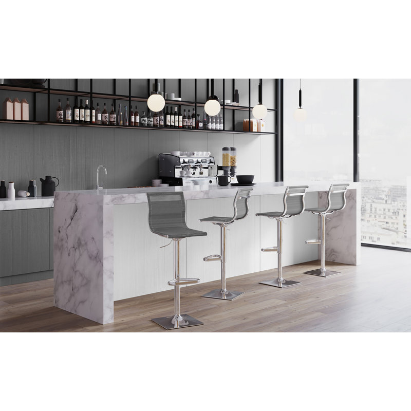 Tabouret de bar pivotant à hauteur réglable Rhett, Argent