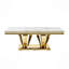 Table, plateau rectangulaire moderne en MDF épais de 0,78 po et base en acier inoxydable avec finition miroir doré