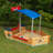 Wooden Pirate Sandbox with Canopy, Covered Kid's Sandbox, Blue & Red