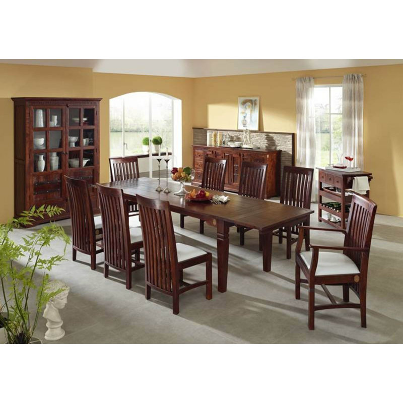 Oxford Extendable Acacia Solid Wood Top Dining Table, Nougat, H76 x L90-170 x W90cm