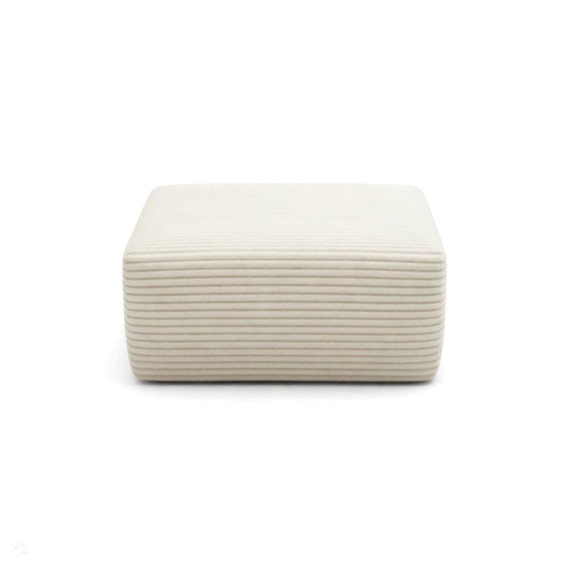 Ottoman Footrest With Removable Washable Cushion, Beige
