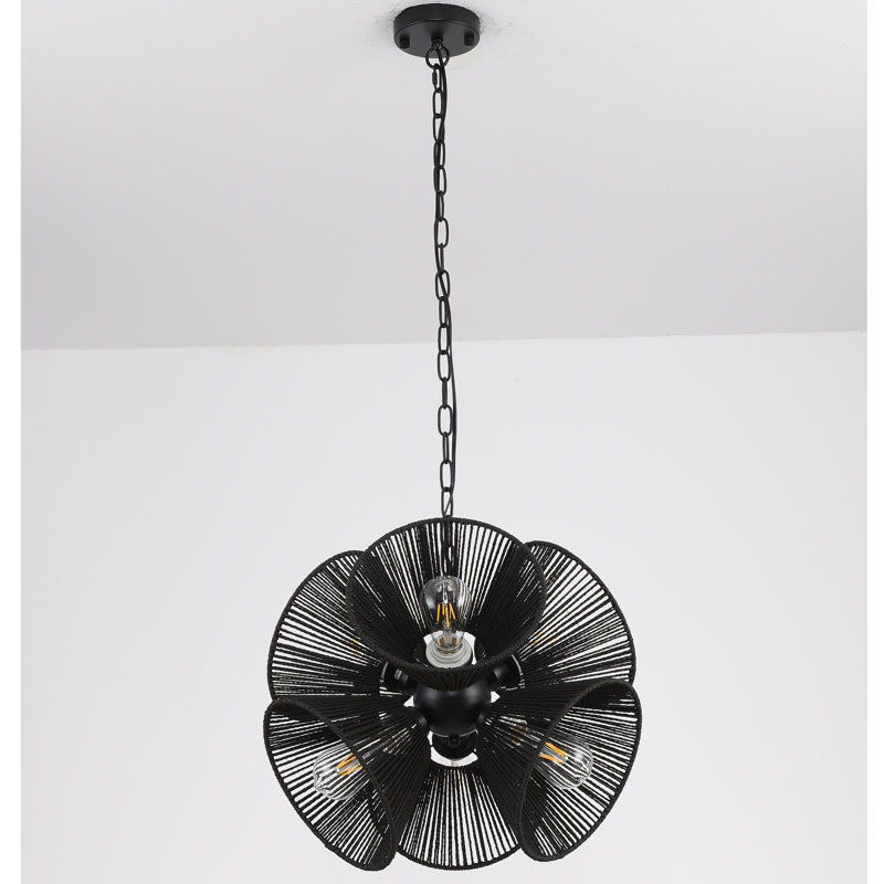 Luminaire suspendu 6 lumières Boho, Noir mat