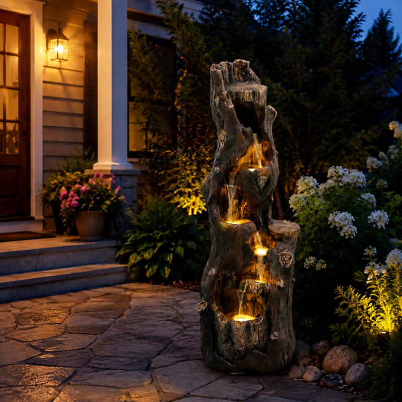 39" Tall Water Fountain with Led Lights