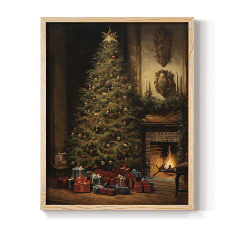 «Christmas Holiday Art» DCLXIX, reproduction encadrée - bois massif, Naturel, H 15 po x l 12 po