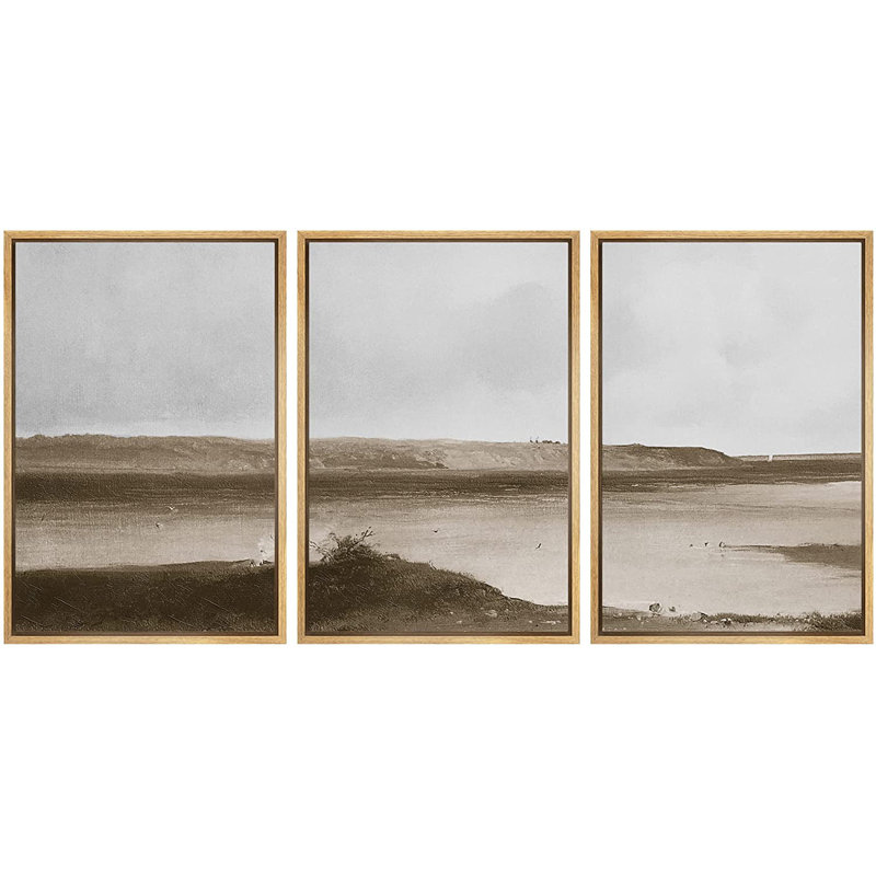 Natural Framed 3-Piece Landscape Canvas Print Set