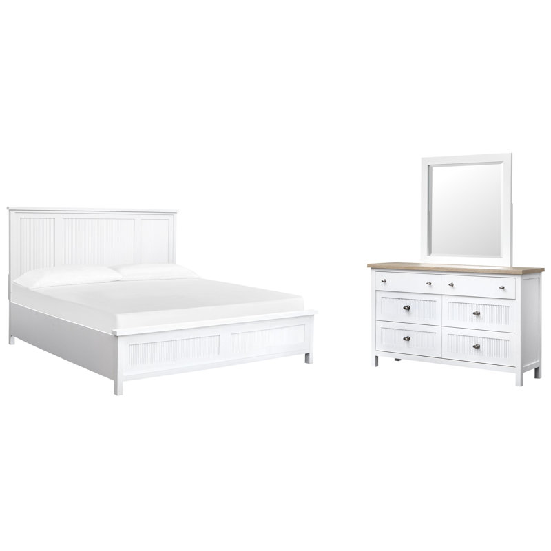 Commode à 2 tiroirs Sajish, 6 Pcs:Bed,2 Nightstand,Dresser,Mirror,Chest, Très grand