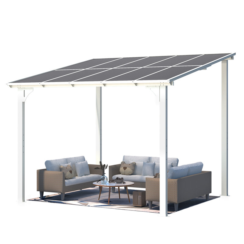 Aluminum Pergola with Canopy, 304.8cm x 304.8cm, White