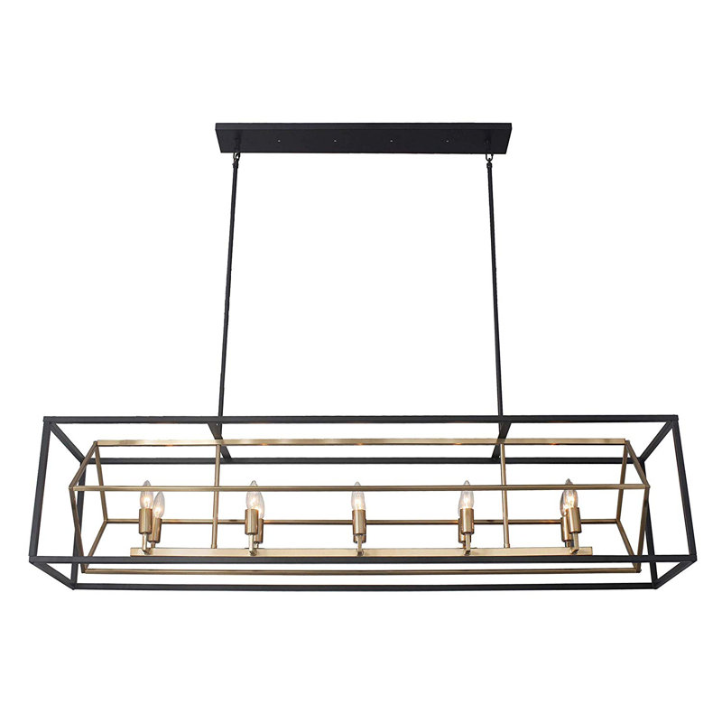 Lustre rectangulaire à 10 lumières Ellicott, Bronze