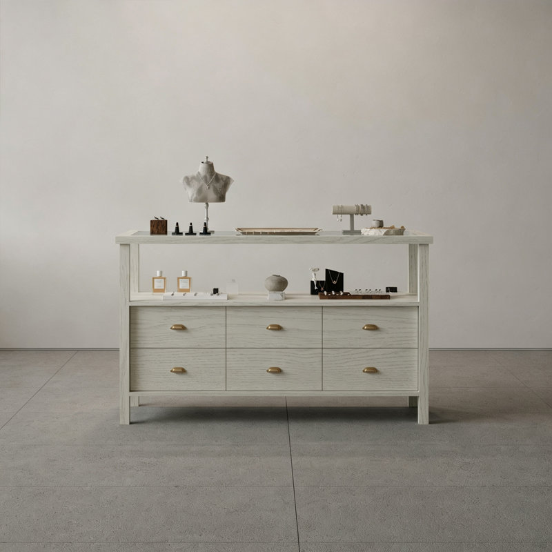 Console moderne avec vitrine moderne, vitrine décorative pour le salon et la maison, White