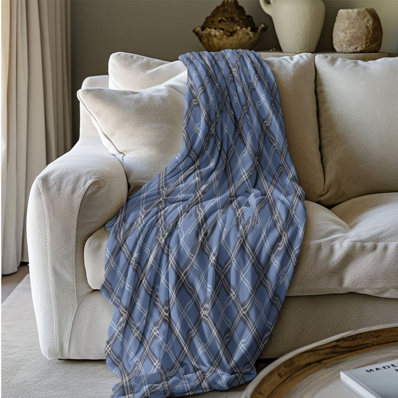 Plaid Stripes - 1 pièce Sherpa Premium, Lit simple