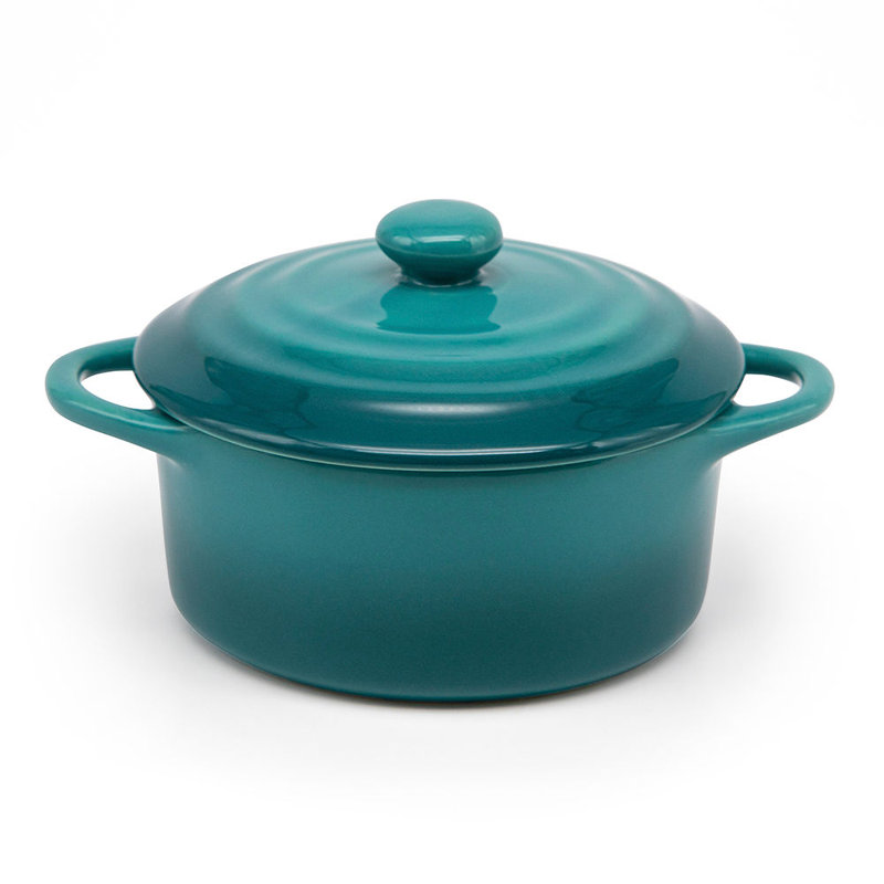 12 oz. Kook Mini cocottes en céramique avec couvercle, Ombre turquoise