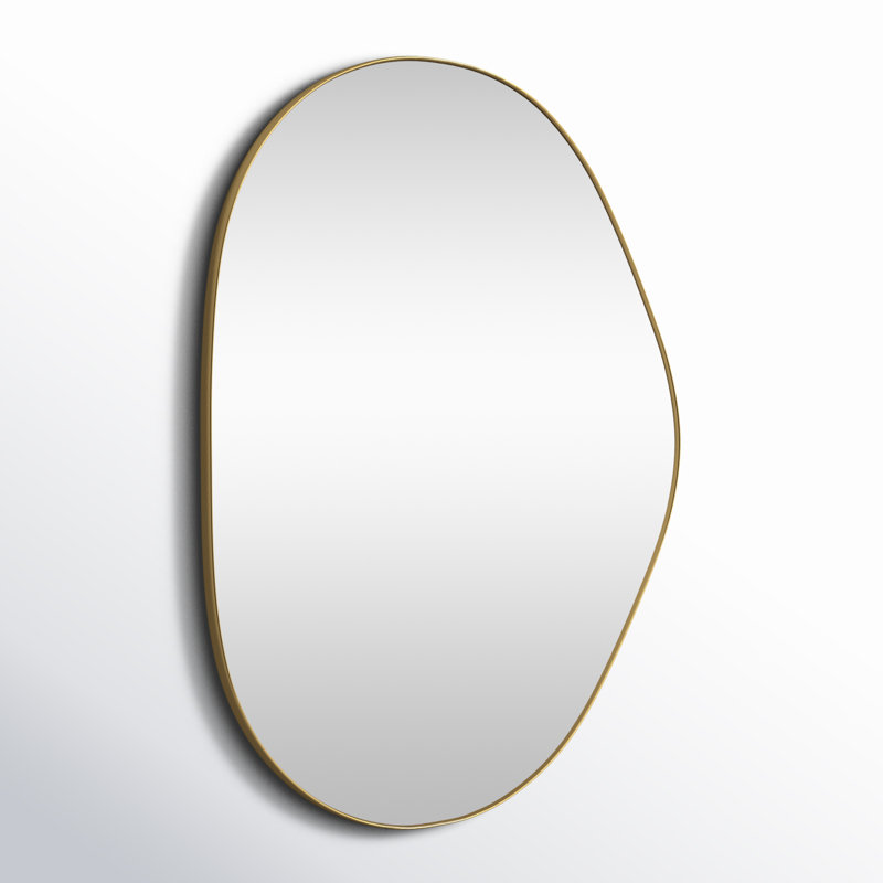 Kest Metal Asymmetrical Wall Mirror, Gold, 40" x 30"