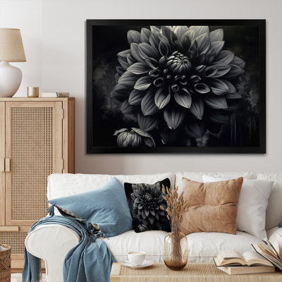 «Black White Garden Dahlia», palette sur toile