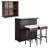 3PCS Patio Wicker Rattan Bar Set Table w/2 Turquoise Cushioned Stools-59049361-111465957