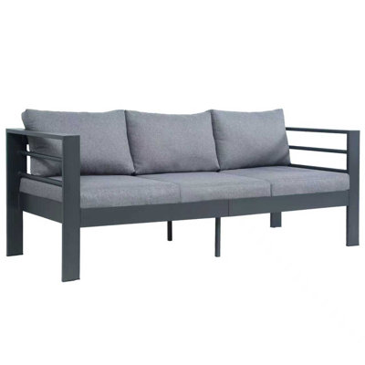 3-Seater Patio Sofa,All-Weather Iron Frame with Cushions
