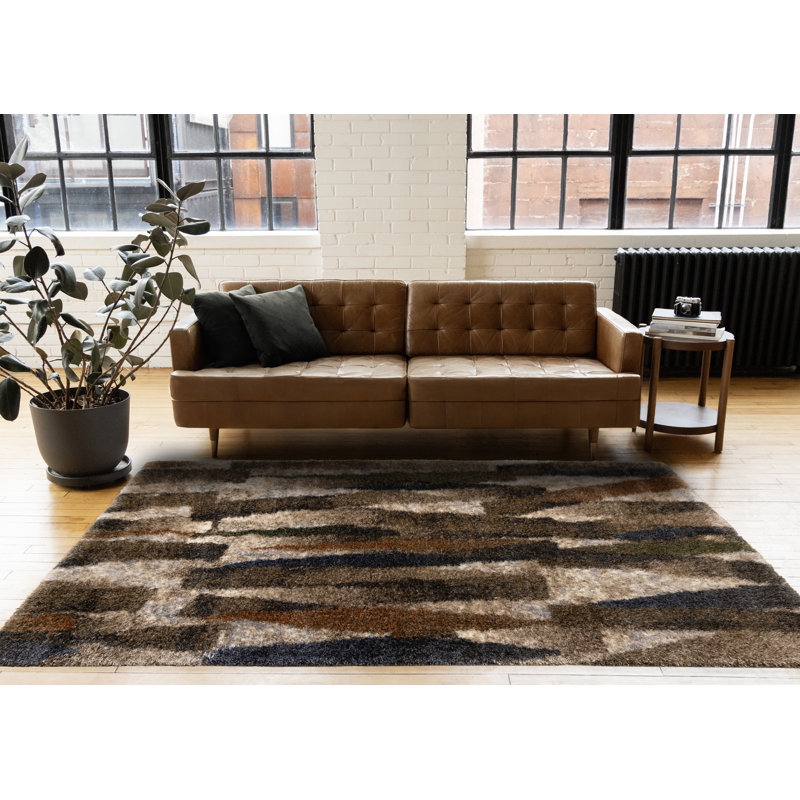 Tapis d'intérieur abstrait brun 8 x 11 Jadis, Rectangle 7 pi 10 po x 10 pi 6 po