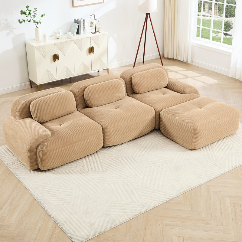 Camel 3 - siège modulaire avec base antidérapante, velours côtelé doux, multi-angle, très large, sans assemblage pour le salon, tissu en velours côtelé, éponge 32d réglable, détente