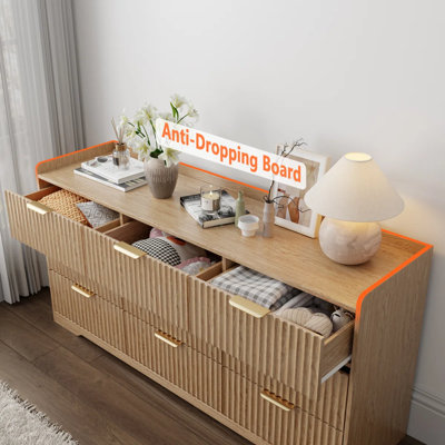 Commode moderne en bois à large tiroir, coffre de rangement robuste, organisateur de vêtements avec sécurité anti-basculement pour meubles de chambre à coucher