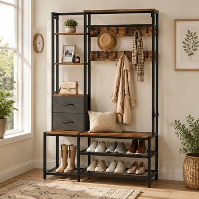 Hall Tree 120cm Wide with Bench and Shoe Storage