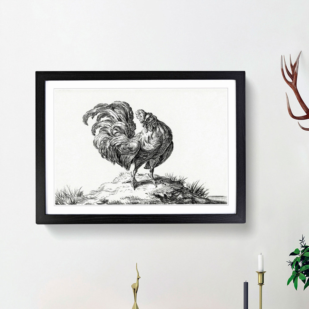 Sketch of a Rooster by Jean Bernard - Picture Frame Drawing Print