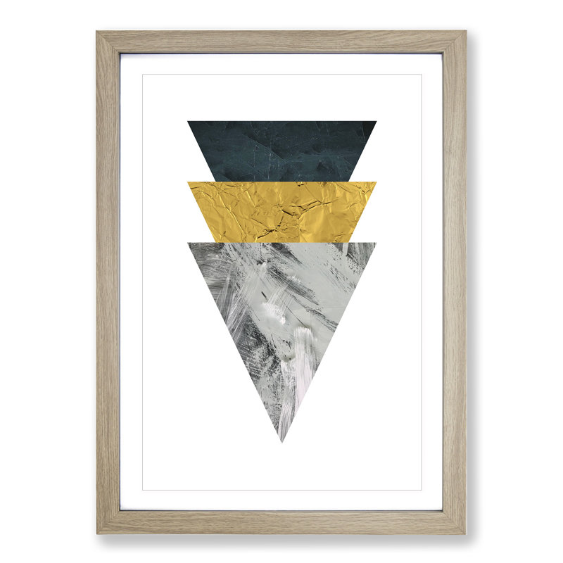 Textured Shapes No.2 - Picture Frame Graphic Art, 36cm H x 27cm W x 2cm D, Oak Framed