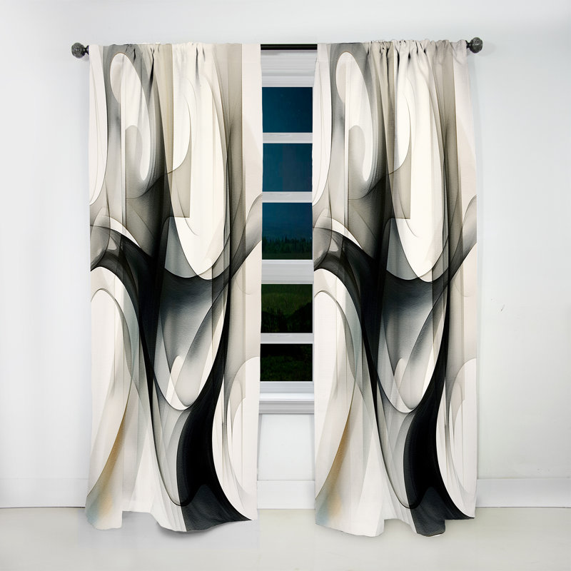 Abstract Neutral XIV - Modern Velvet Curtain - Room Darkening - 1 panel, 52" W x 90" L