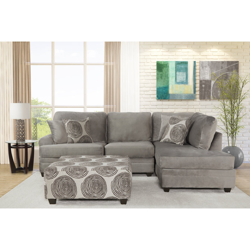 Canapé modulaire de 119 po de large avec repose-pieds, Face à la droite, Gris / sergé de polyester Gopsan