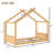 Natural Twin House Bed Frame, Solid Pine MDF & Plywood, Low Floor Design-400290141-400290137