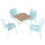 Holiday - Fauteuil empilable en PP bleu clair 4 pièces pour une utilisation intérieure / extérieure - Dossier ergonomique à lattes avec table pliante multifonctionnelle intérieure / extérieure moderne - Plateau de table en PP avec pieds en métal-1990281037