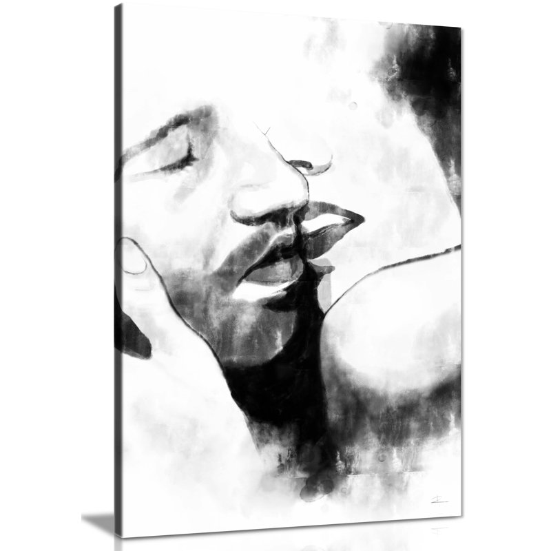 Kissing Couple - Wrapped Canvas Print, 31cm H x 20cm W
