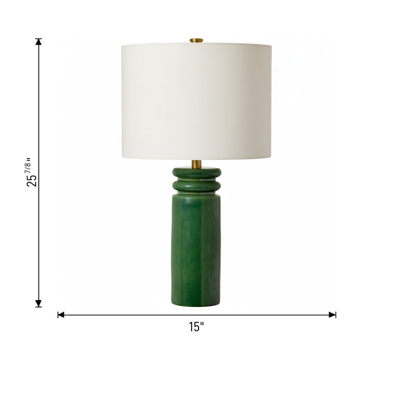 Ellen Degeneres Feikudo 1 Light Bedroom Home Office Living Room Lamp With White Linen Shade, Green