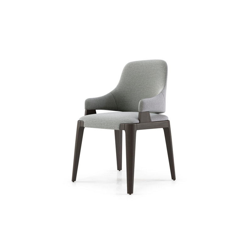 Chaise de salle à manger Bobby-Joe en tissu gris tempête et frêne grillé, Gris orage