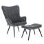 Nevin Velvet Lounge Chair With Footstool-146312103